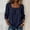 Navy Blue, variant on Women's Solid Color Lace Trim Square Neck Top – 3/4 Sleeve Casual Loose Blouse Summer Shirt for Daily & Vacation Pink,L