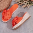 thumbnail image 6 of KEGIRLOM Women's Fashionable Casual Beach Outerwear Versatile Solid Color Bow Round Toe Wedge Sandals Orange 9.5, 6 of 9