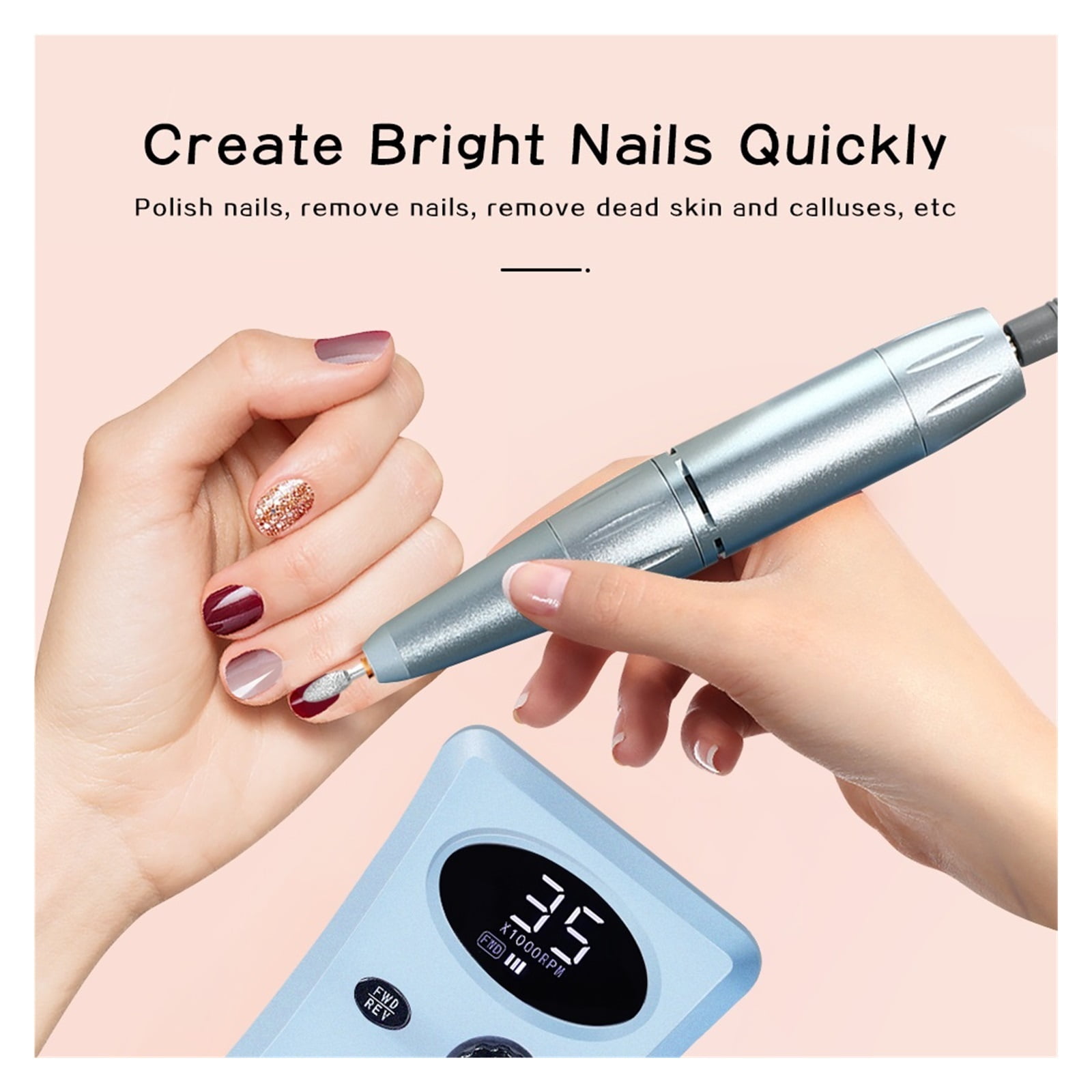 35000 RPM Nail Drill, Manicure Electric Nails Drill Machine With LED, Rechargeable Salon Gel Nail Polish Sander ,Professional Tool ,Low Noise