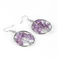thumbnail image 3 of Tree of Life Women Drop Round Opal Tiger Eye White Crystal Dangle Hook Earring, 3 of 6