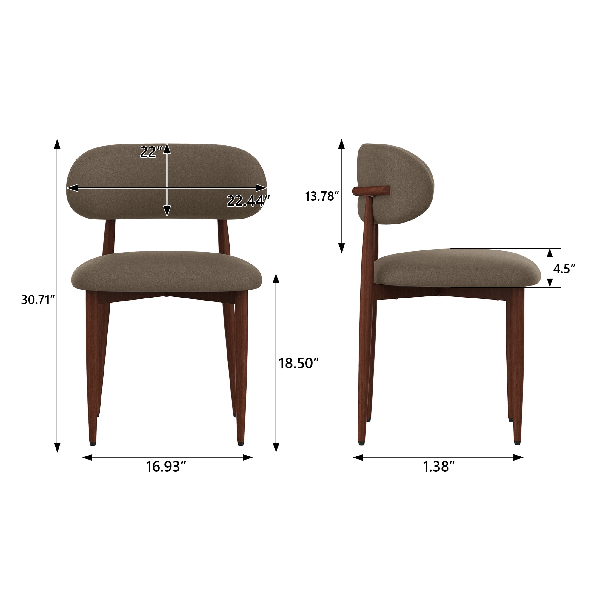 Modern Metal Dining Chair 20.87x22.44x30.71 Inch Upholstered Seat 300 lbs Capacity for Kitchen Dining Room