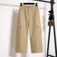 thumbnail image 5 of TaTaai Women Elastic Waist Solid Cargo Capri Pants Button Zipper Pockets Outdoor Hiking Casual Daily Lounge Wear Soft Stretchy No Fading Versatile Bottoms Gift, 5 of 7