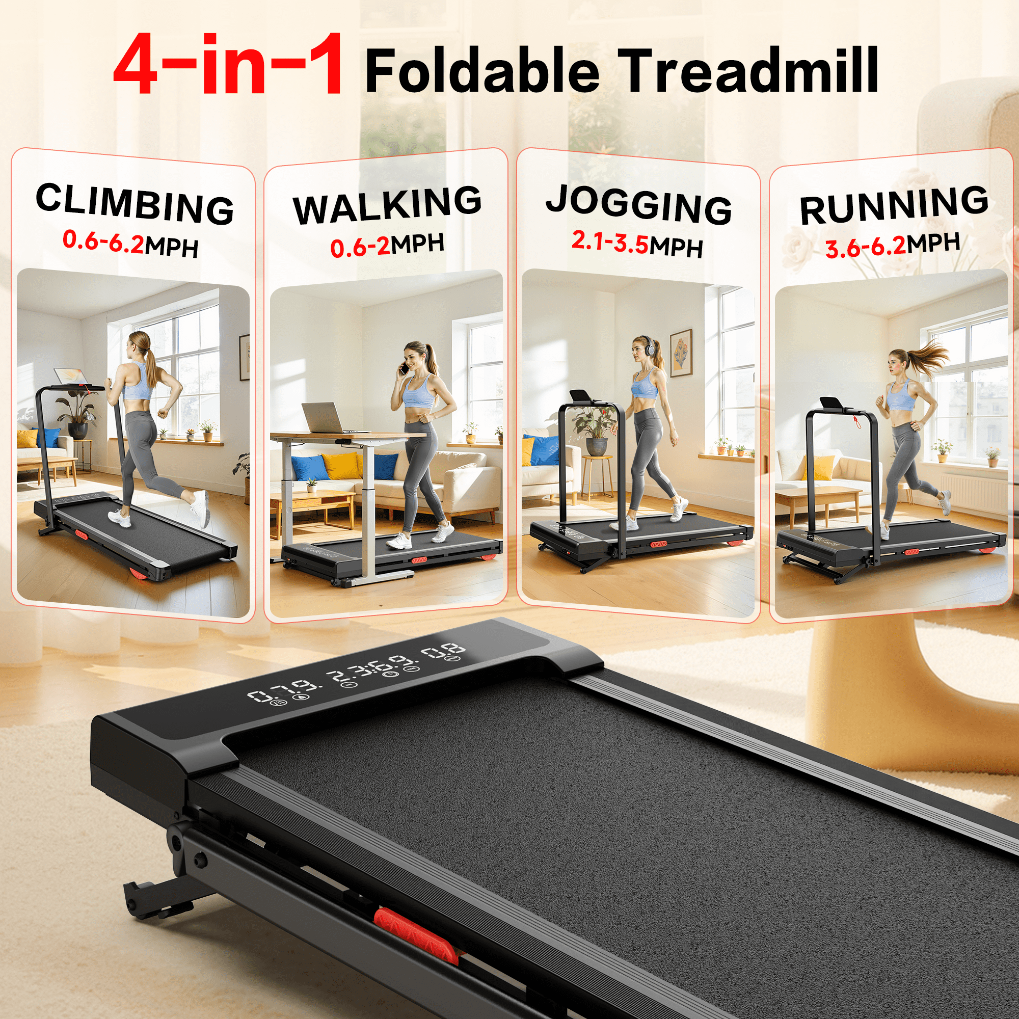 Evitormill Walking Pad With Auto Incline 15%, Under Desk Treadmill for Home/Office, Pink White