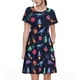 thumbnail image 1 of Disketp Space Dinosaur para Vestido de Manga Corta para Mujeres, Vestidos de Verano para Mujeres, Casual y Holgado para la Playa, 1 of 6