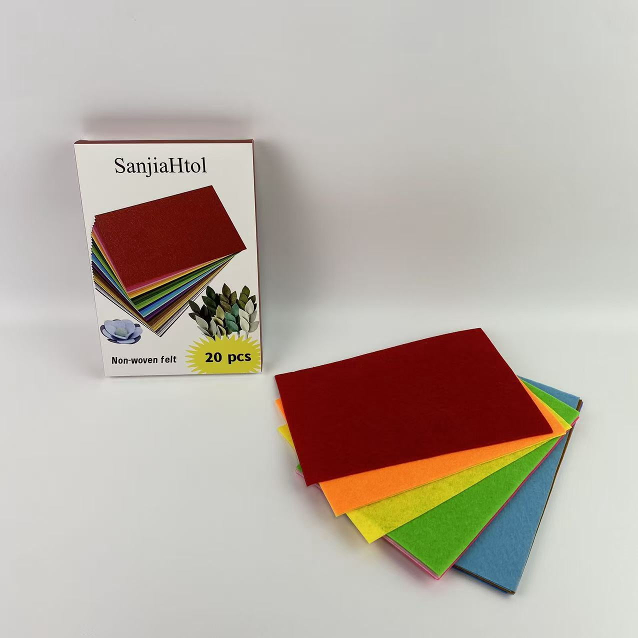 SanjiaHtol Non-woven felt,Felt Fabric Sheets, 12" x 8" Craft Felt Fabric Sheets, Assorted Felt Stiff Fabric Square