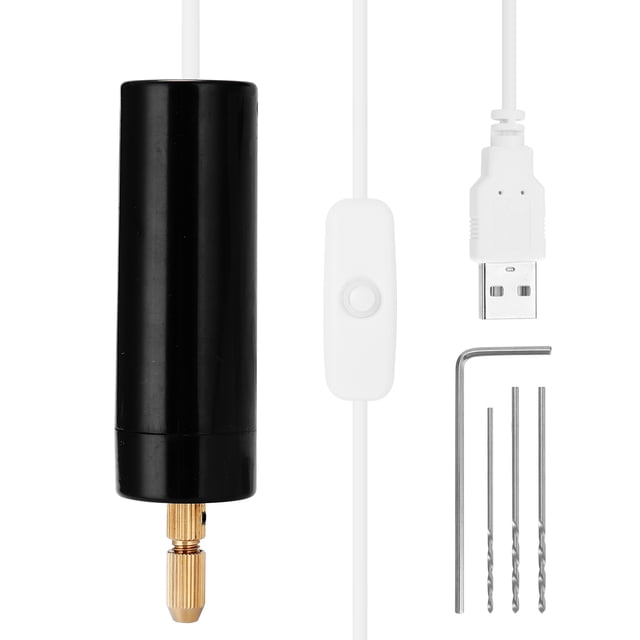 TFixol Perceuses Électriques Mini Portatives à Main Micro USB avec 3 Pcs Embouts Outils d'Artisanat Diy