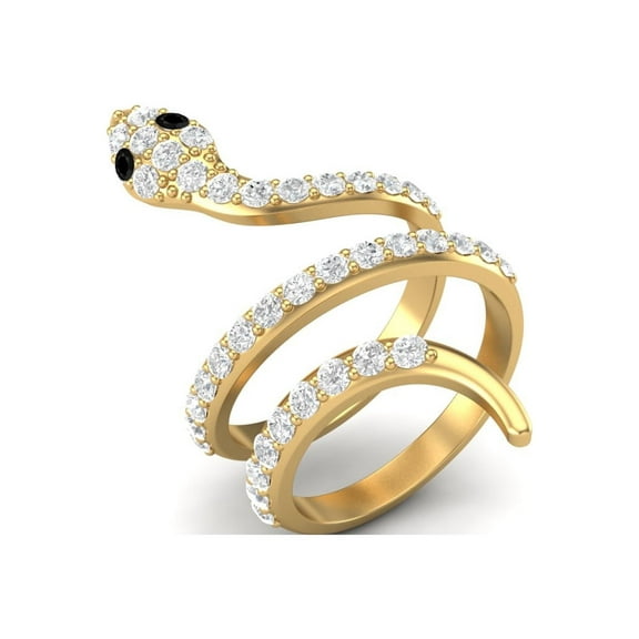 Mooneye 925 Sterling Silver Gold Vermeil Women Wedding Wrap Ring Black Spinel Cobra Snake Rings