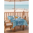 thumbnail image 2 of Outdoor Tablecloth with Umbrella Hole for Patio/Picnic/Party/Camping, Blue Coastal Waterproof Table Cloth Rectangle Table Cover Washable, Starfish Shell Coral Palm Trees Conch Ocean (60"x 120"), 2 of 8