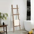 thumbnail image 2 of LuxenHome Solid Wood Natural 4-Rung 59-Inch Tall Blanket Ladder, 2 of 8