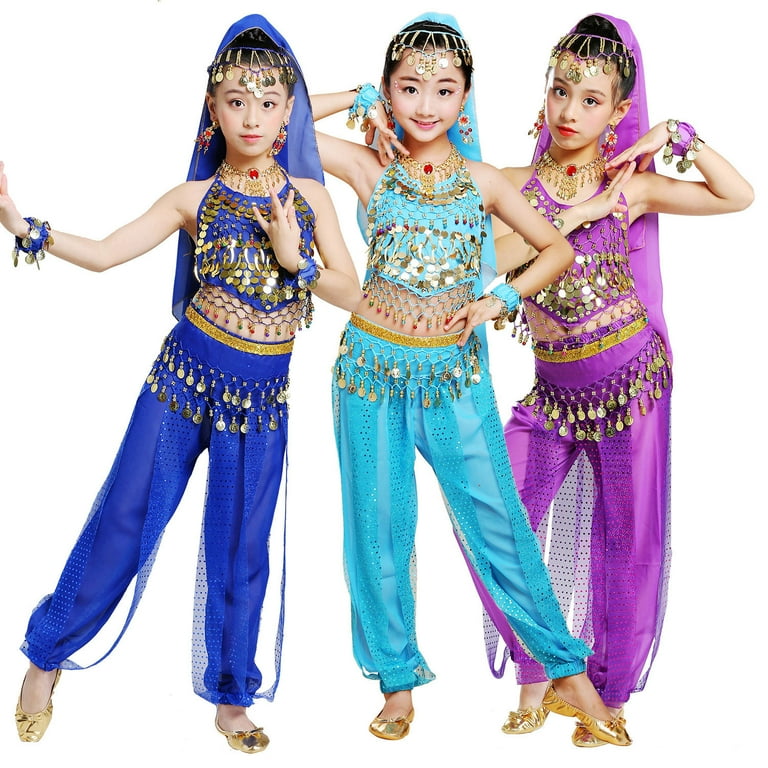 Kids Girls Belly Dance Top Pants Set Princess Girl Belly Dance