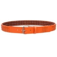 thumbnail image 3 of Snap On Solid Color Punk Rock Star Pyramid Studded Checker Board Leather Belt, 3 of 5