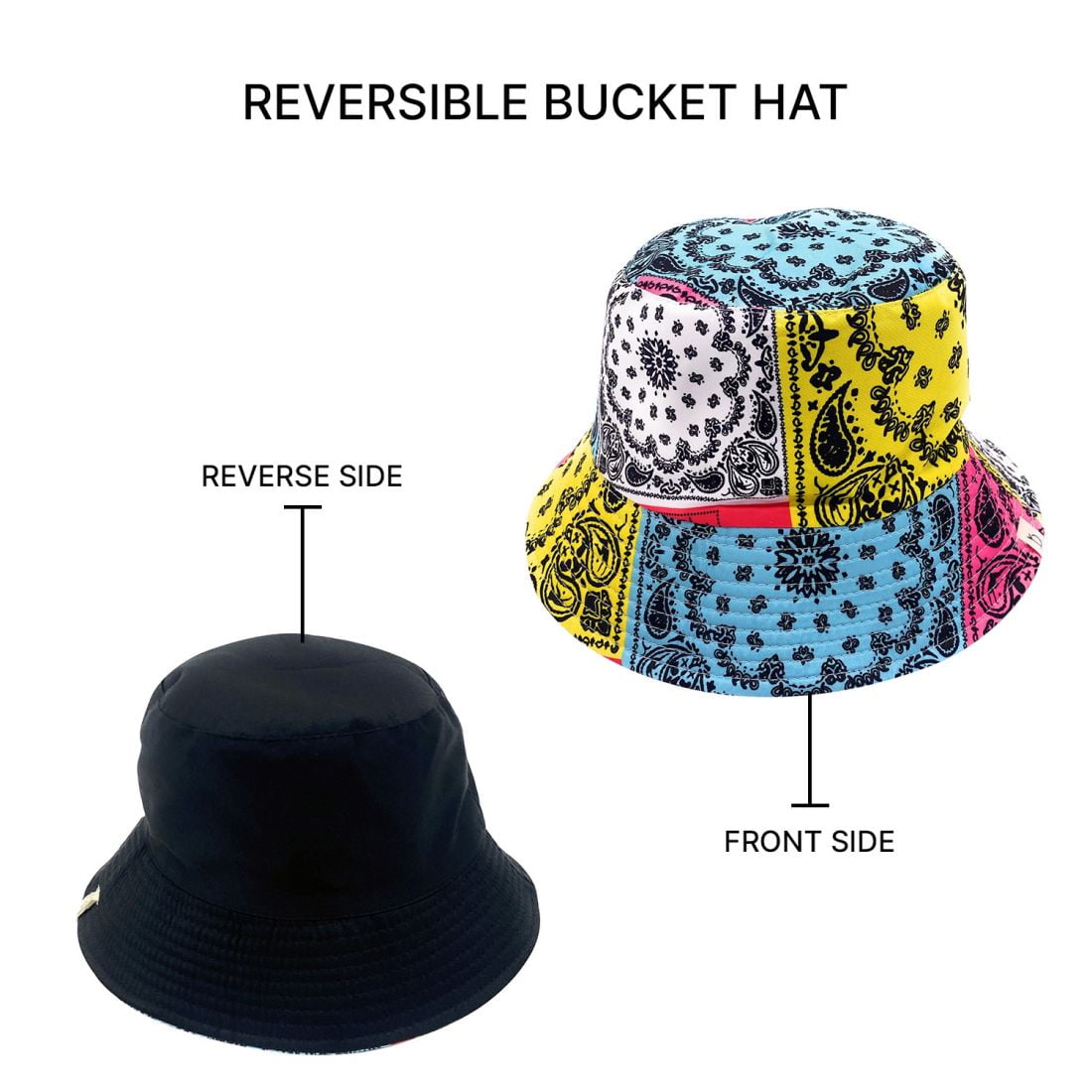Empire Cove Paisley Bandana Reversible Bucket Hat Fisherman Cap