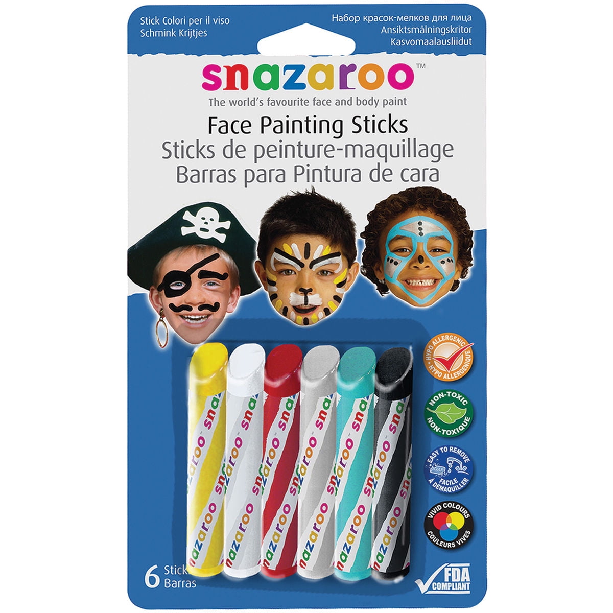 Snazaroo Boy's Face Painting Crayons (6 Colors) 