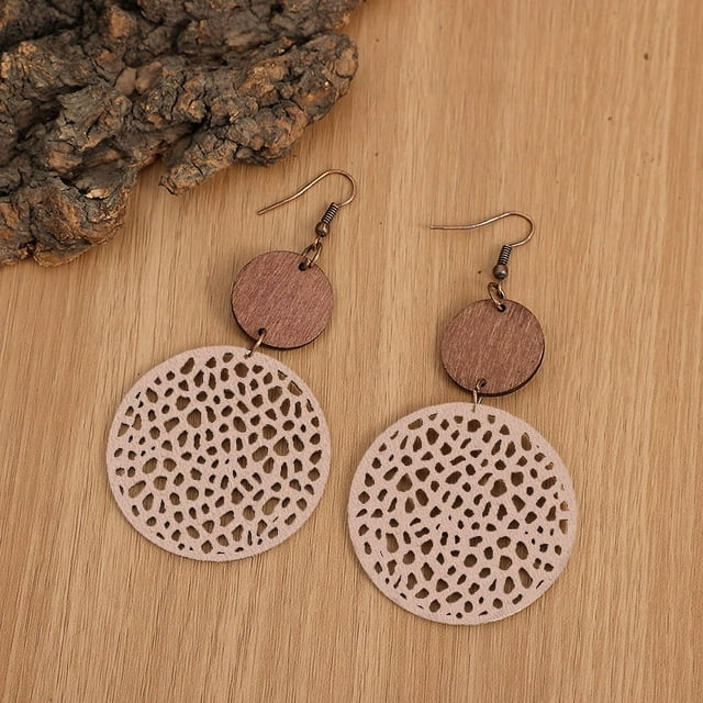 Xiao Hua Pendientes colgantes de estilo retro, nuevos y únicos, para mujer, estilo étnico bohemio vintage (rosa claro)