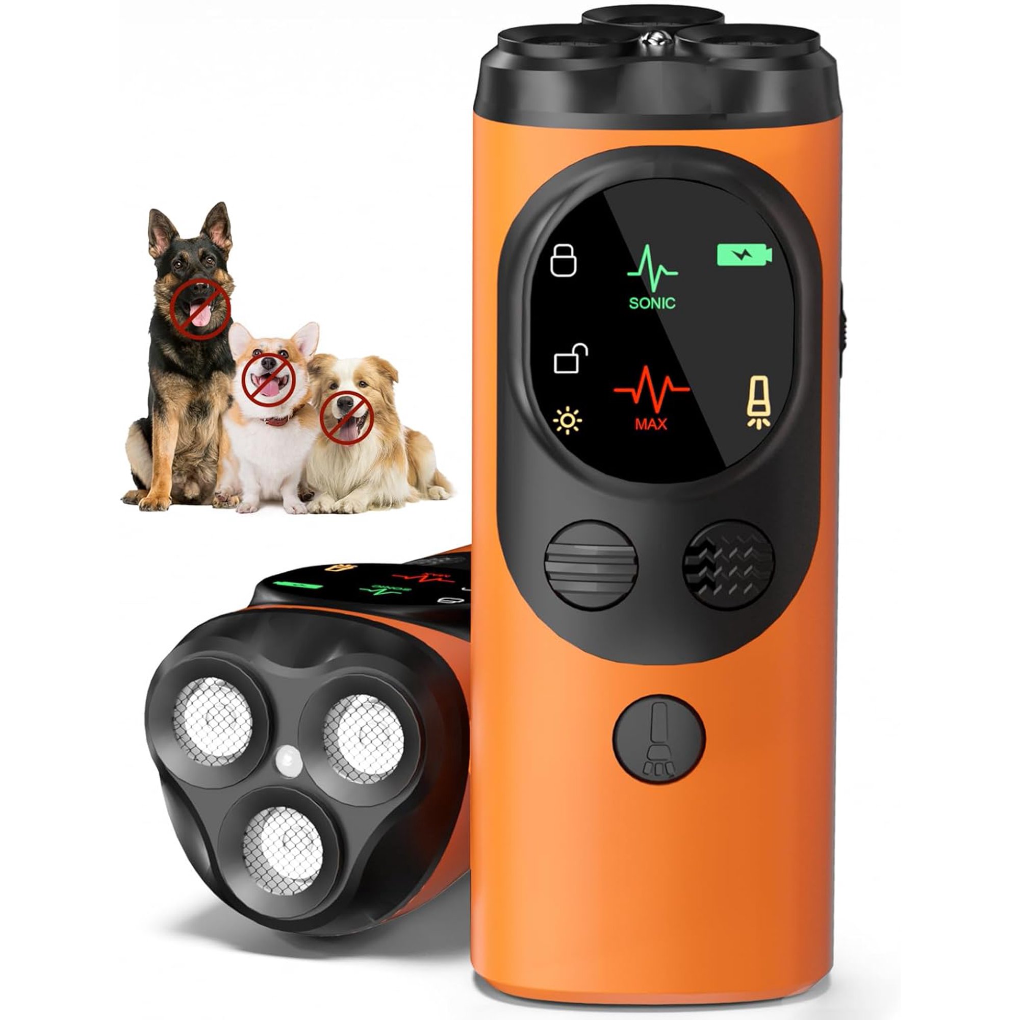 Ultrasonic Anti Barking Device for Dogs – 3X Sonic Bark Deterrent with LED Flashlight, Safe & Effective Dog Training Tool for Indoor/Outdoor Use