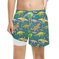 thumbnail image 4 of Bainana Boys Swim Trunks Child Dinosaur Print Elastic Waist Straight Leg Shorts Breathable Soft Kids Summer Beach Wear 10-12 Years Army Green, 4 of 4