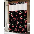 thumbnail image 4 of Cherry Rustic No Hook Shower Curtain Waterproof, Bathroom Curtains with Snap in Liners and See Through Top Window, Spring Summer Tropic Fruit Black Hotel Style Bathtub Curtains Shower 72"Wx96"L, 4 of 8