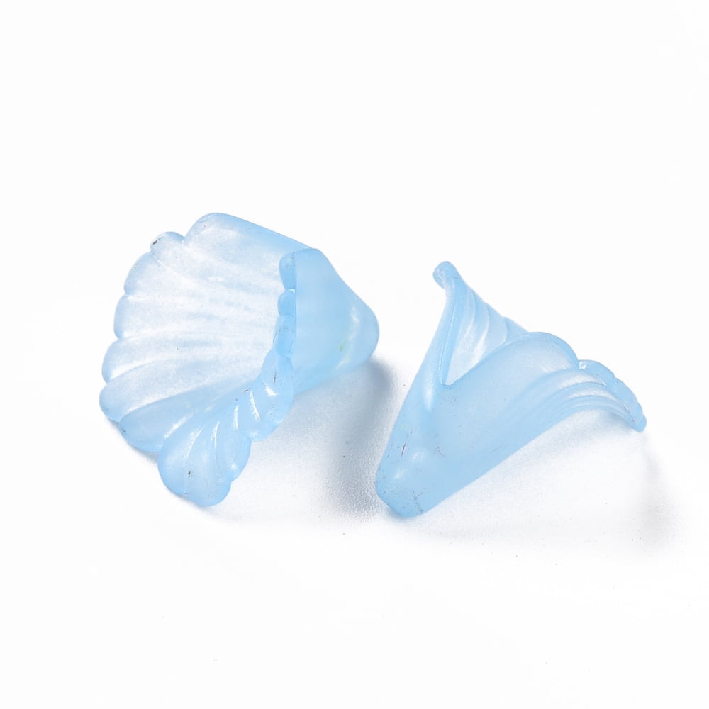 Transparent Acrylic Bead Caps Trumpet Flower Beads Frosted Flower Mixed Color 18x18x17mm Hole: 1.5mm about 700pcs/500g