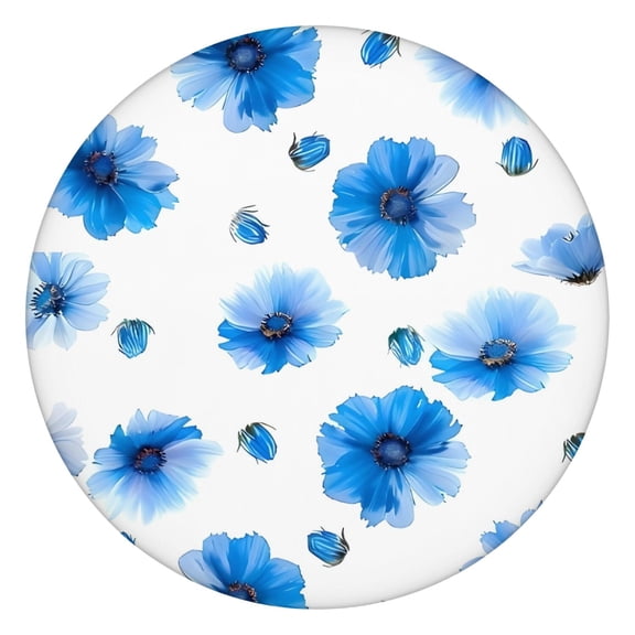 Pioneer Flower Floral Print Pattern Round Fitted Tablecloth with Elastic Edge,Dining Table Cover Waterproof,Outdoor Round Tablecloth for Camping,Dining,Indoor and Outdoor