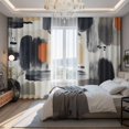 thumbnail image 2 of Black Geometric Blackout Curtains for Bedroom/Living Room, Pinch Pleated Black Out Curtains, Beige Abstract Minimalist Artwork Room Darkening Window Drapes with Hooks 2 Panels, 39"x70", 2 of 8