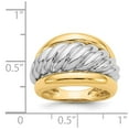 thumbnail image 3 of Solid 14k Yellow and White Gold Two Tone Twisted Dome Ring Band Size 9, 3 of 6