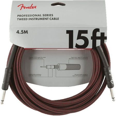 Fender® 15' Professional Series Red Tweed Instrument Cable #0990820064 - 15 ft