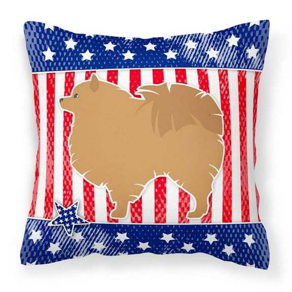 Carolines Treasures BB3342PW1818 USA Patriotic Pomeranian Fabric Decorative Pillow