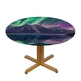 thumbnail image 3 of WYYP Aurora Borealis Lake Mountain Range Round Tablecloth Washable for Home Kitchen Outdoor Decoration 100% Polyester Fiber with Elastic Edge White, 3 of 8
