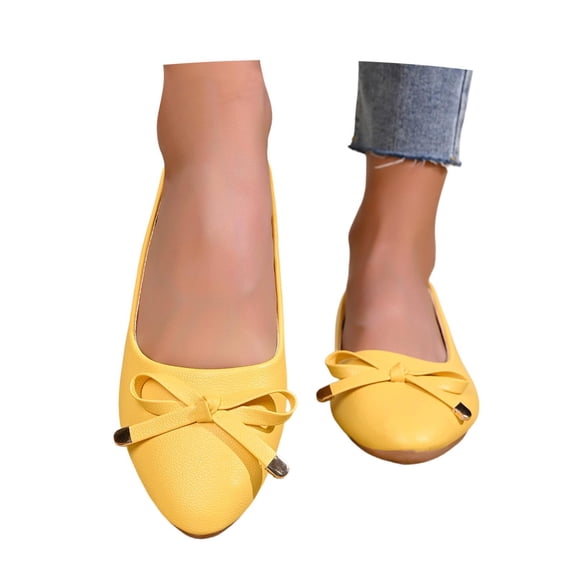 CAIXAI Mesh Ballet Flats For Women Womens Flats Shoes Black Ballet Flats Foldable PU Leather Comfortable Slip-On Dress Shoes with Bow