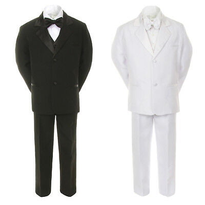 Boy White Black Formal Party Wedding Vest Suit Tuxedo New Born Baby Teen sz S-20 