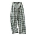 thumbnail image 3 of BRGZLK Pants Women Rawstring Pants Cotton Wide Leg Y2K Plaid Pajamas Pants Elastic High Waist Checkered Lounge Pj Pants Going Out Trousers, 3 of 7