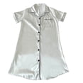 thumbnail image 4 of Miluxas Satin Nightgowns for Women Silk Sleepwear Button Down Sleepshirt Short Sleeve V-Neck Nightshirts with Pockets White 8(L), 4 of 4