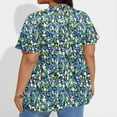 thumbnail image 3 of Resivox Womens Tops Plus Size Dressy Summer Short Sleeve Button up Tunics Shirts Floral Print T-Shirt Crew Neck Tshirts Large Casual Clothes for Women Navy 4XL, 3 of 5