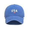 thumbnail image 4 of Helii USA Flag Baseball Cap – Vintage Cotton Blend Dad Hat with Adjustable Metal Buckle, Patriotic American Hat for Men Women Outdoor Sun 4th of July 250th Anniversary Blue,One Size, 4 of 4