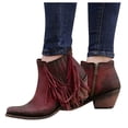 thumbnail image 2 of NECHOLOGY Botas Mujer Zapatos Botines mujer Estilo Tacón Punta lateral Tobillo grueso Zapatos puntiagudos de invierno Botas con cremallera Botas de otoño Botas de mujer con flecos (Red, 8.5), 2 of 7