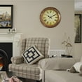 thumbnail image 2 of 15.5 in Wall Clock for Home Kitchen Living/Dining Room Office Over Fireplace Decor, Easy to Read, Rustic Bronze, Non-Ticking, Large Roman Numerals, Battery Operated, Plastic Traditional Round Clock, 2 of 5