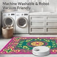 thumbnail image 5 of ODIKA 6'x9' Machine Washable Non-Slip Area Rug, Sunburst Medallion with Abstract Botanical Flourishes High Traffic Rug with Pad, Pink, 490785, 5 of 8