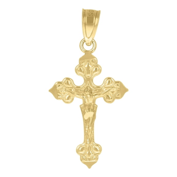 10kt Real Yellow Gold Unisex Crucifix Cross Religious Charm Pendant