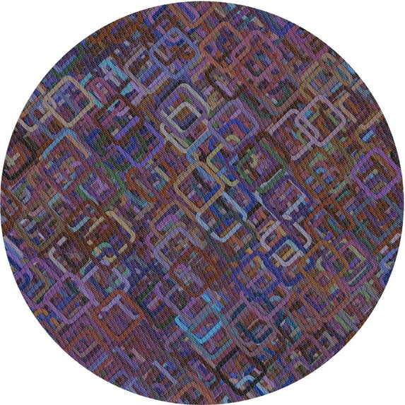Ahgly Company Indoor Round Patterned Plum Pie Purple Area Rugs, 7' Round