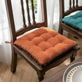 thumbnail image 2 of Namzi Geometric Pattern Soft Square Chair Pad with Ties Gradient Pom Pom Chair Cushion Garden Patio Home Kitchen Office Seat Cushion (Orange,16"x16"), 2 of 5