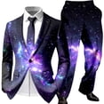 thumbnail image 4 of Mens Galaxy Cosmic Print Formal Two Piece Business Attire With Jacket Trousers Clothes, 4 of 9