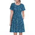 thumbnail image 1 of Bixox Robe d'Été à Manches Courtes pour Femmes Robe Ample Longueur Genou avec Poches-Bleu Pailleté, 1 of 7