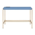 thumbnail image 2 of GZXS Modern Rectangular Writing Desk with USB Charging Station, Gold Metal Frame, and Sleek Navy Blue MDF Desktop – 42"x20"x30", 2 of 7