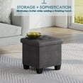 thumbnail image 4 of Hearth & Harbor Ottoman Storage Bench, Linen 15" Foot Stool Ottoman With Storage, Gray, 4 of 8