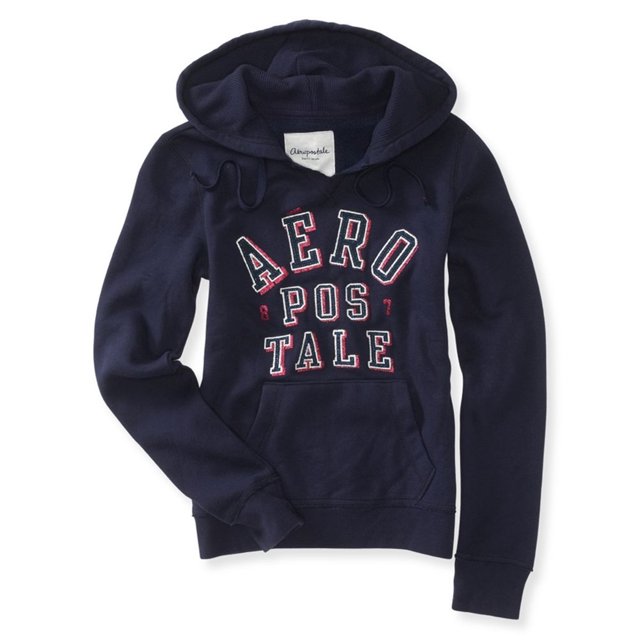 Sudadera con Capucha Aeropostale con Purpurina Bordada Azul Pequeña
