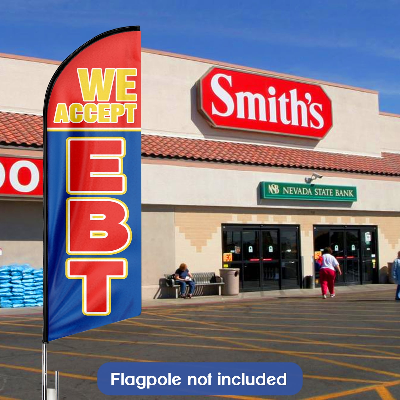 QSUM We Accept EBT Sign Feather Flag,8ft We Accept EBT Outdoor Advertising Flag, We Accept EBT Business Sign,We Accept EBT Swooper Flag（Flag Only）