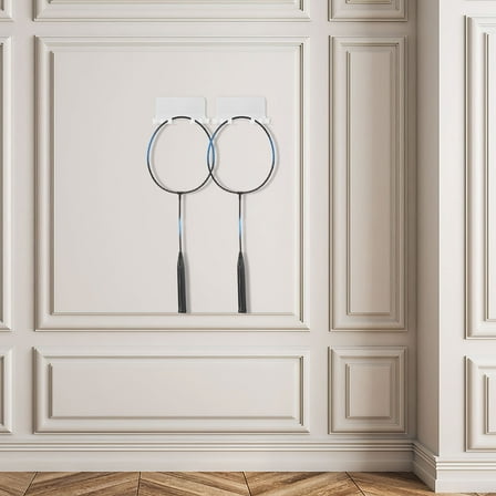 GOOHOCHY  2 Pcs Wall Mounted Racket Tennis Badminton Racquet Display White