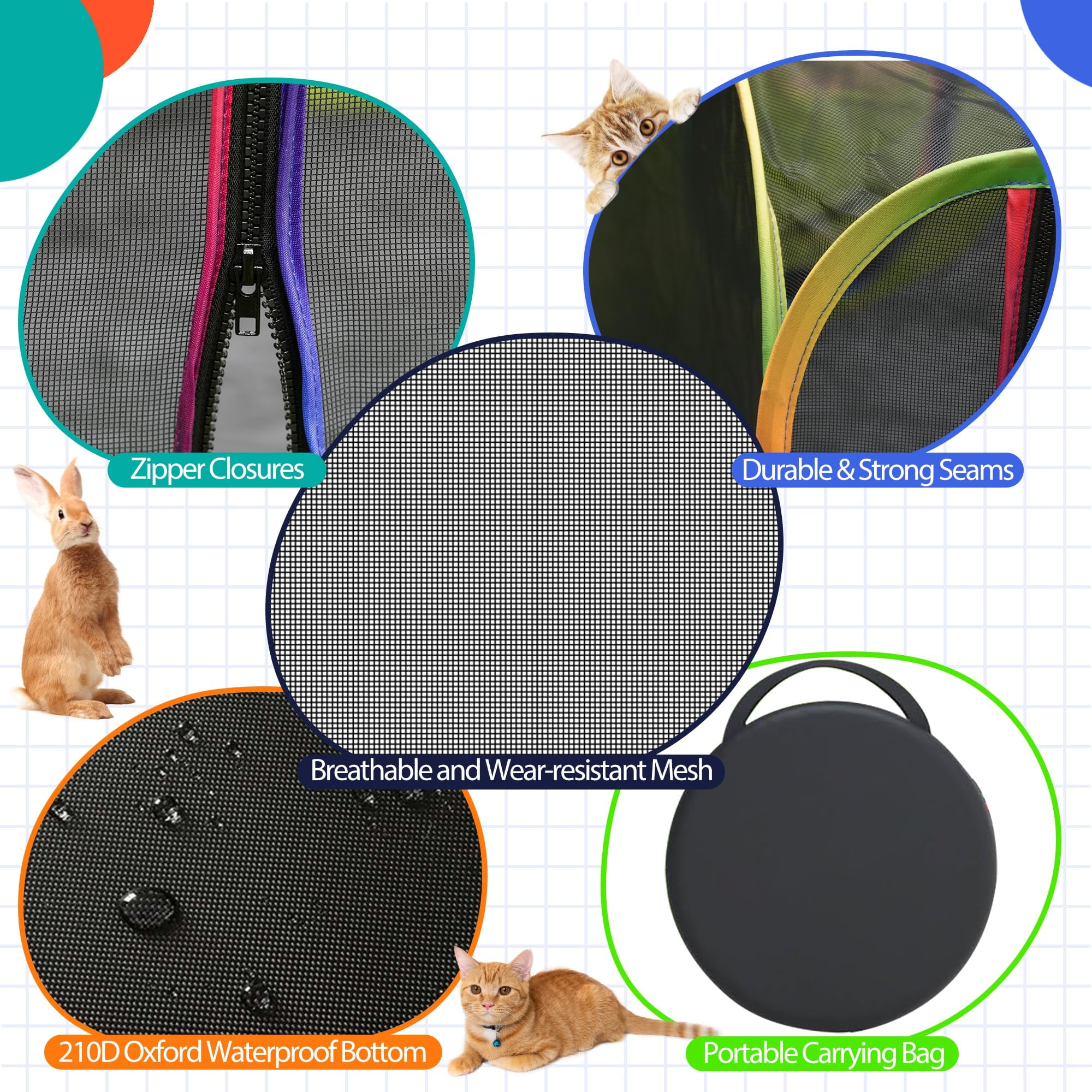 Outdoor Cat Enclosures  Portable Rainbow Catio Playground With Storage Bag & 4 Tent Stakes For Cats And Small Animals Foldable Playpen Tunnel Outside Indoor Play