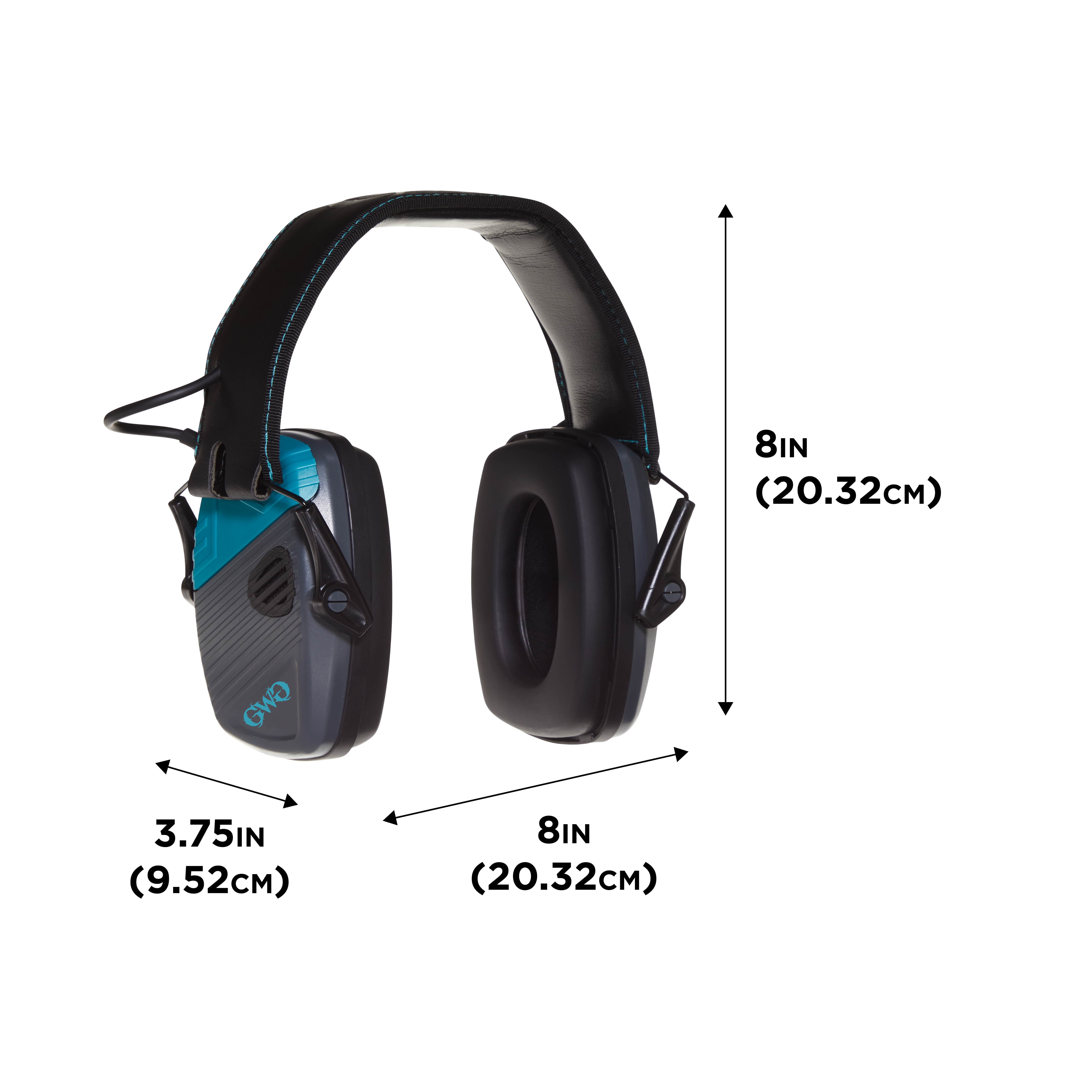 Girls With Guns Shield Low-Profile Electronic Earmuffs, 24 Db Nrr, Ansi S3.19 & Ce En352-1 Hearing Protection Rated, Gray/Teal/Black