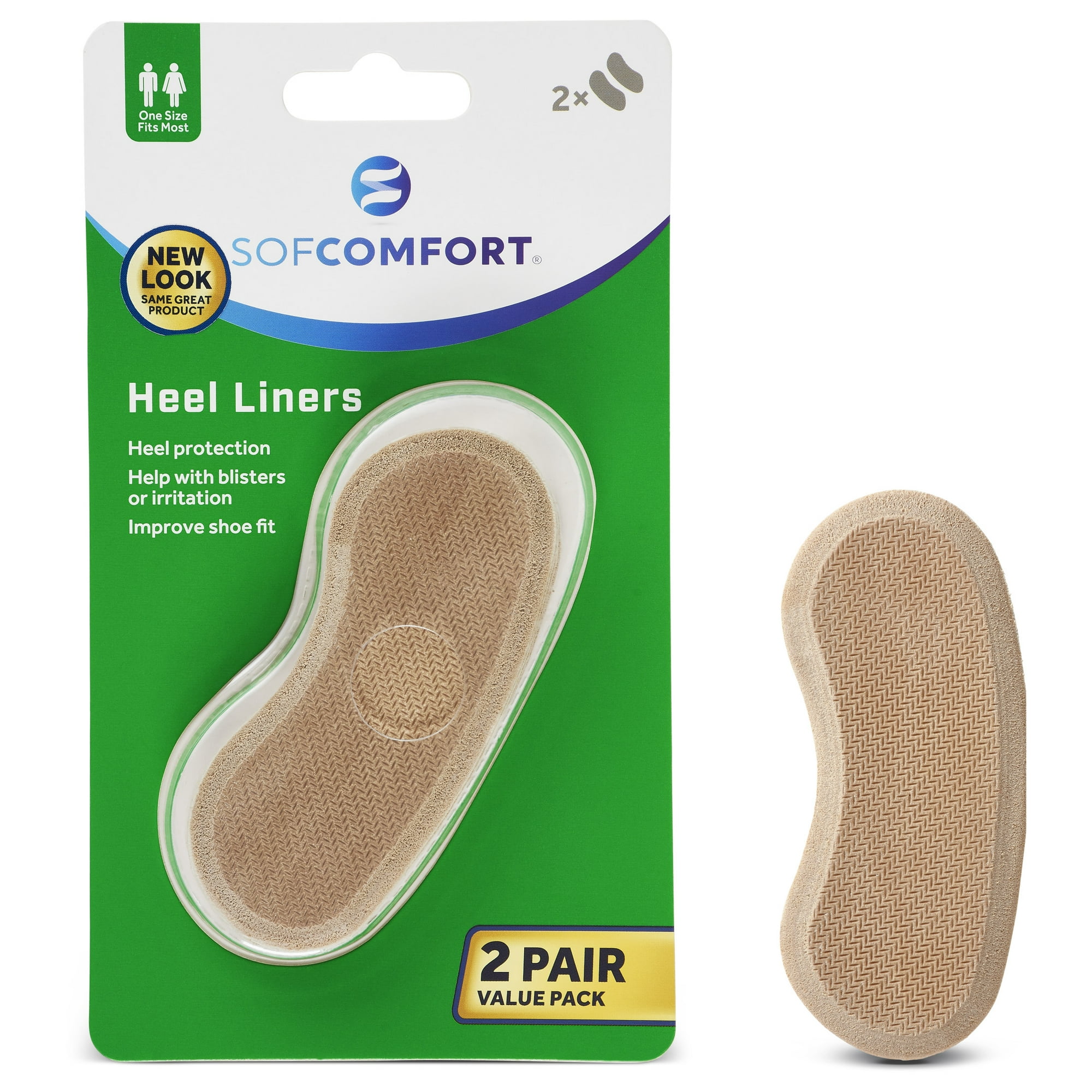 SOFCOMFORT Unisex Foam Heel Liner One Size Fits All, 2 pack